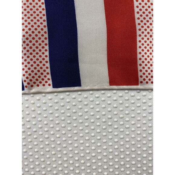 Vintage ECHO 100% Silk Scarf Striped Red White Navy Blue Rectangular Classic - Picture 5 of 6